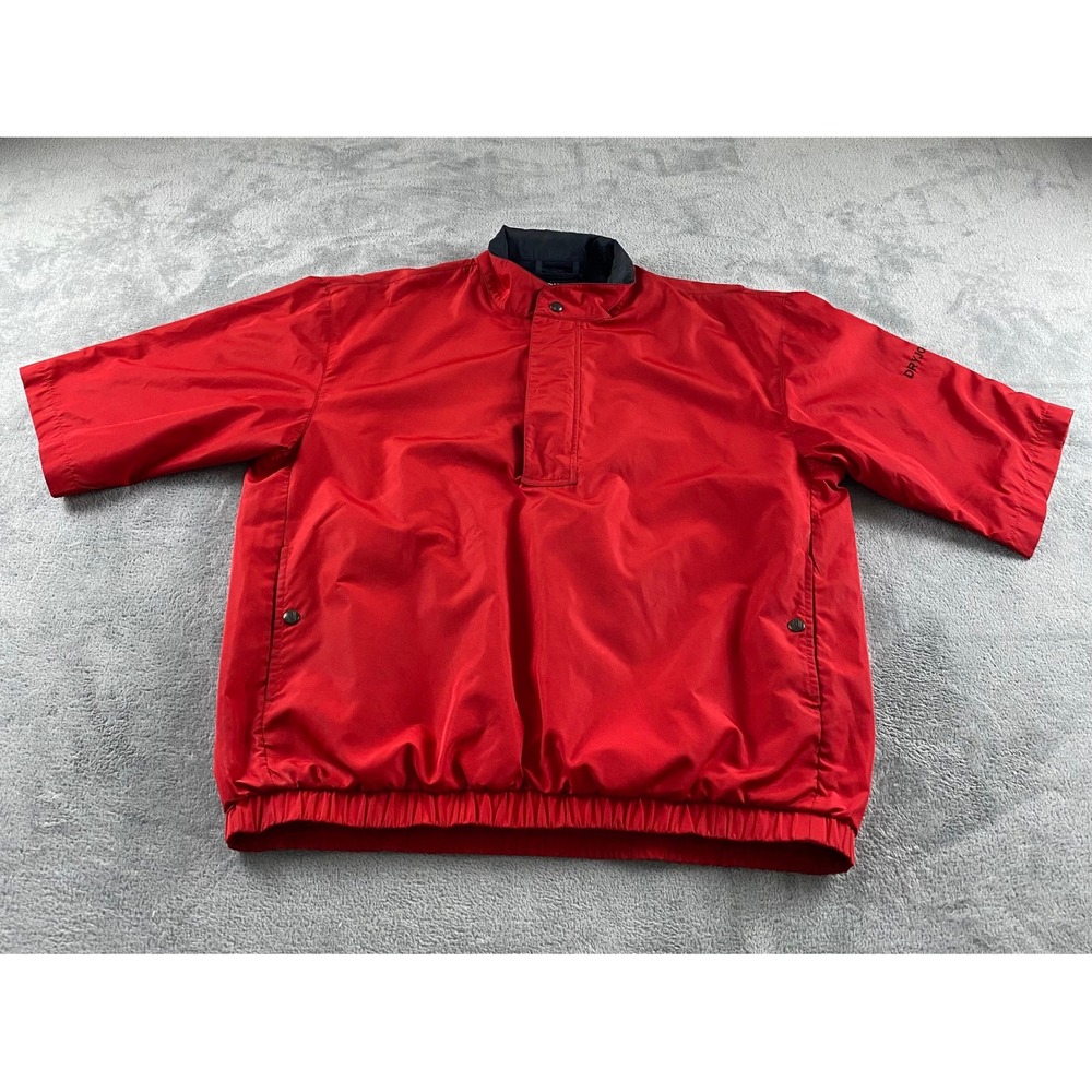 FootJoy DryJoys Mens Red Short Sleeve Golf Windbreaker Pullover Jacket Size M